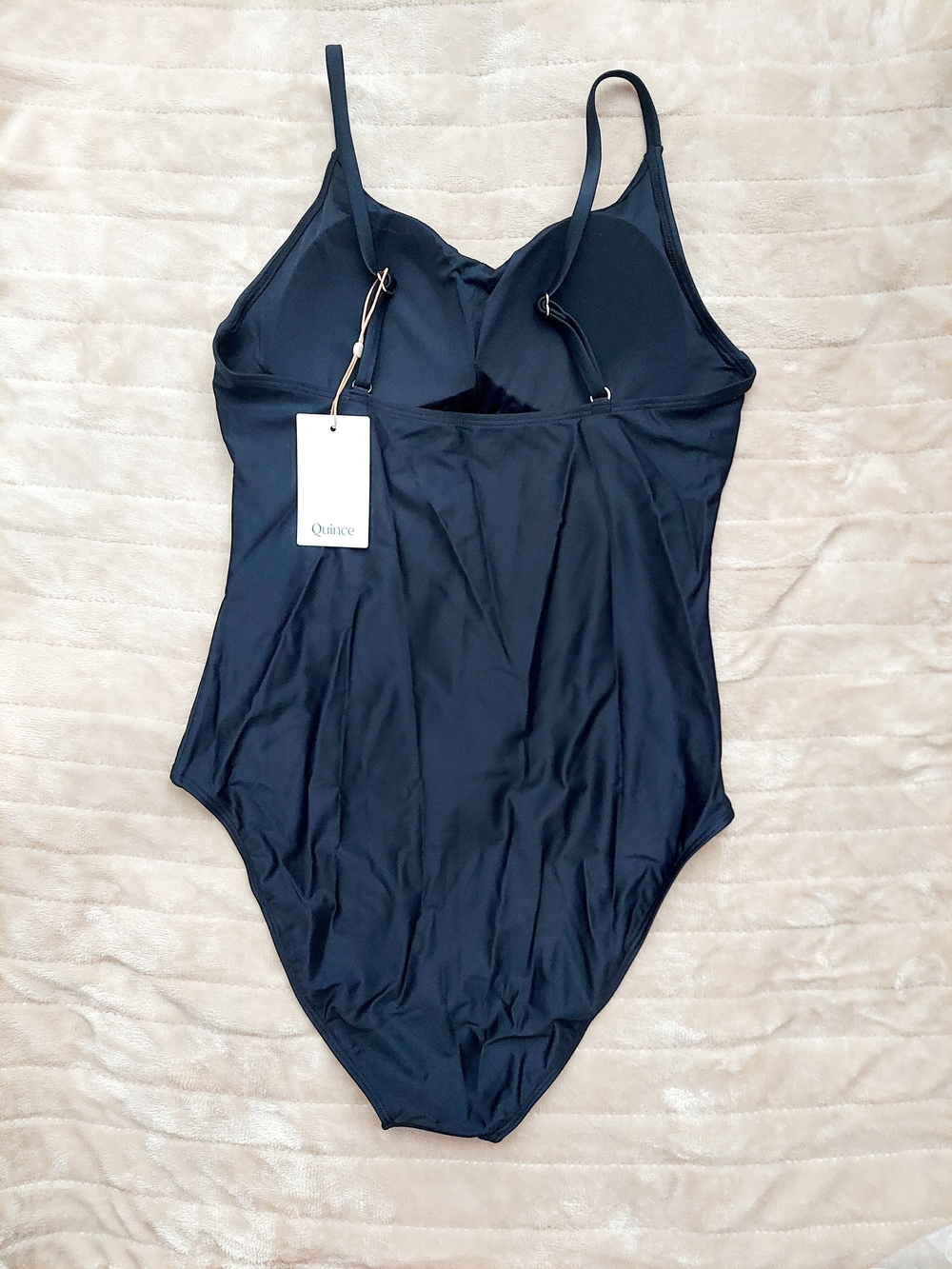 Quince Italian Cami Black One-Piece Swimsuit Womens Size Large NWT Quiet-Luxury - Picture 2 of 5